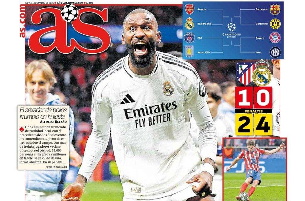 El pase del Real Madrid a cuartos de final, en la primera plana de AS