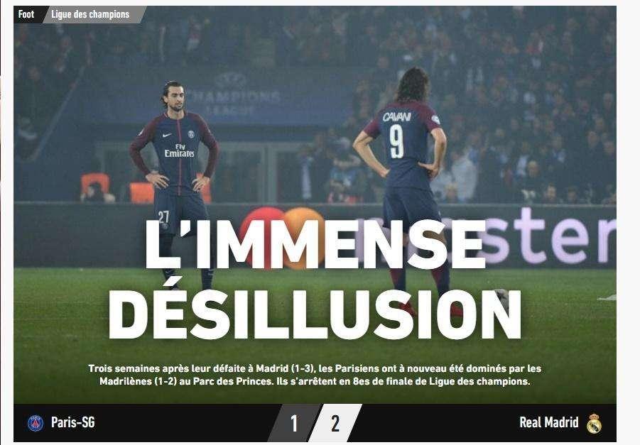 L'Equipe refleja una vez más el desastre del PSG: "La inmensa desilusión"