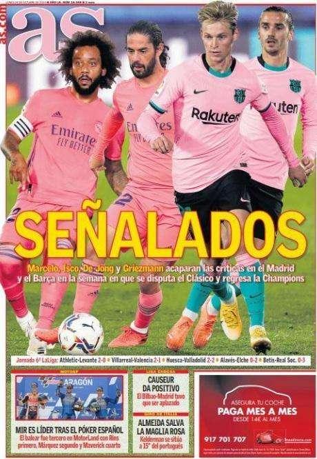 PORTADA - As, con los cuestionados en Madrid y Barça: "Señalados"