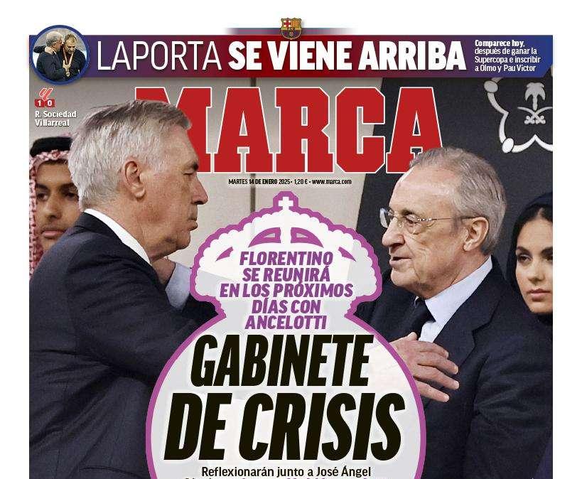 Marca abre con Ancelotti y Florentino: "Gabinete de crisis"
