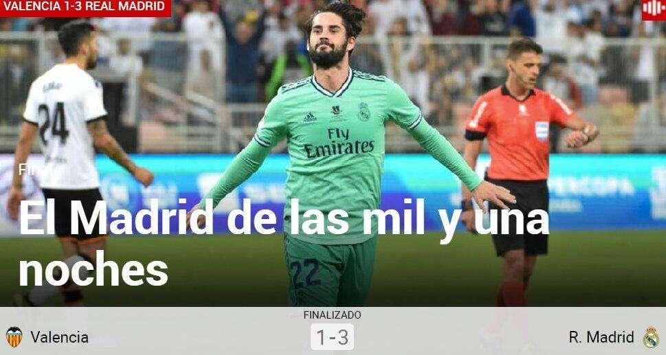 Marca: "El Madrid de las mil y una noches"