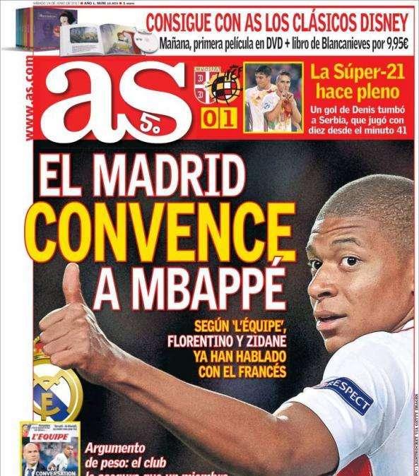 As: "El Madrid convence a Mbappé"