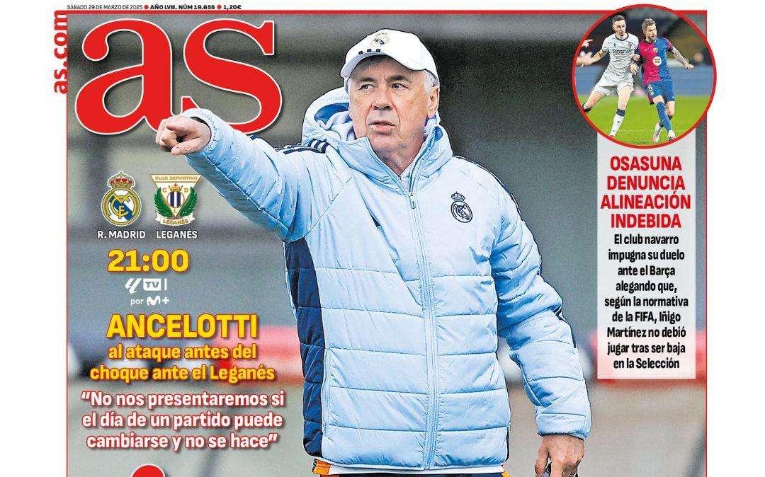 AS saca en primera plana la contundente respuesta de Ancelotti a Tebas