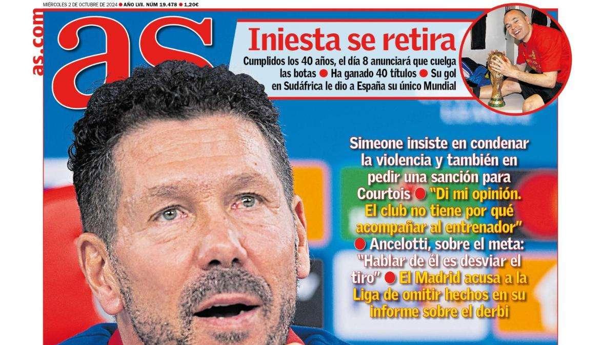 PORTADA | AS, Simeone: "No cambio nada de lo que dije"
