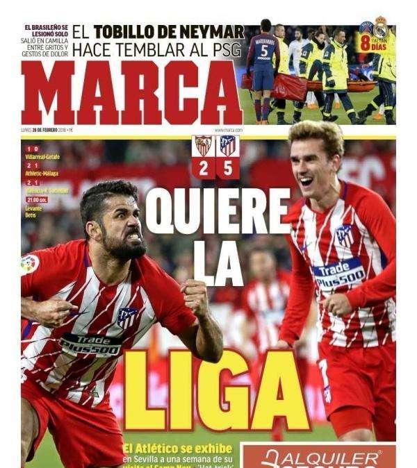 PORTADA - Marca:  "El tobillo de Neymar hace temblar al PSG"