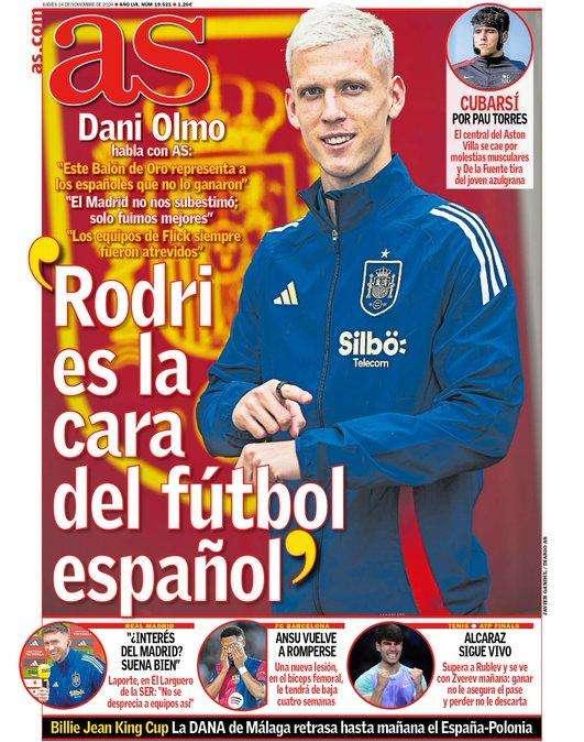 AS destaca en portada una entrevista con Dani Olmo