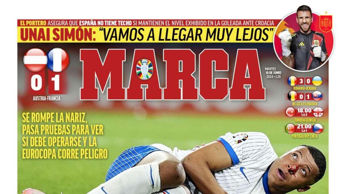 PORTADA | Marca: "Mbappé, del debut, al hospital"