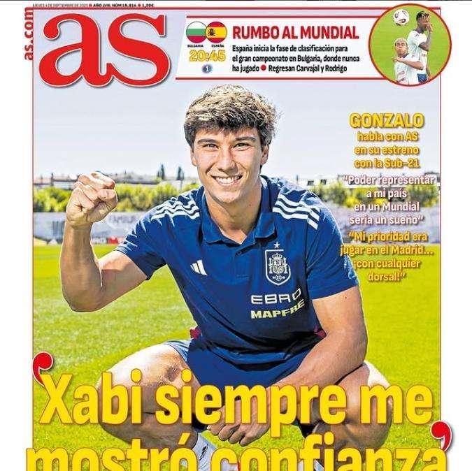 AS abre en su portada con Gonzalo: "Xabi siempre me mostró confianza"