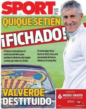 PORTADA  Sport - Quique Setién, fichado
