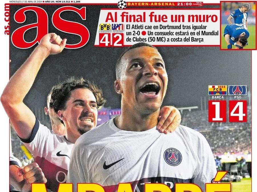 PORTADA | AS: "Mbappé mata al Barça"