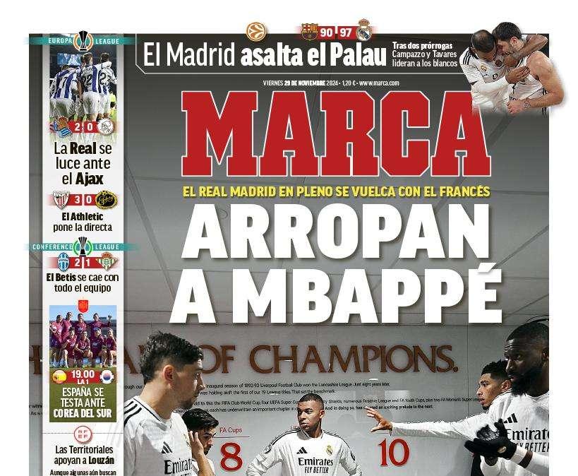 Marca abre con con el delantero francés: "Arropan a Mbappé"