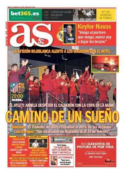 PORTADA - Diario As: "Atlético, camino de un sueño"
