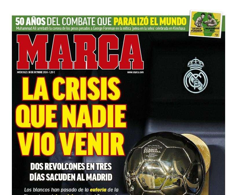 Marca destaca en portada "la crisis que nadie vio venir" en el Real Madrid