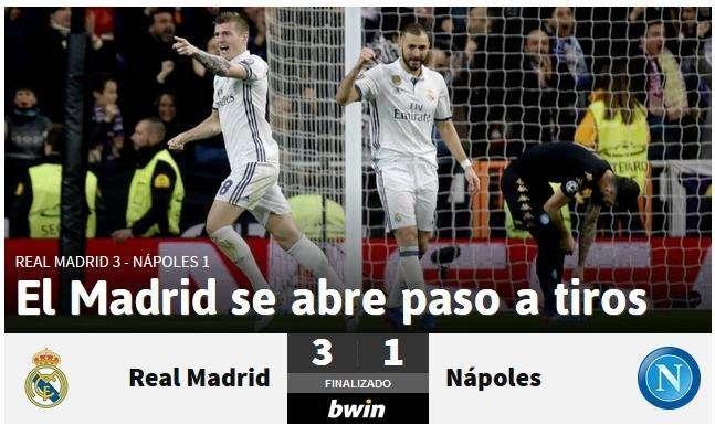 FOTO - AS: "El Madrid se abre paso a tiros"