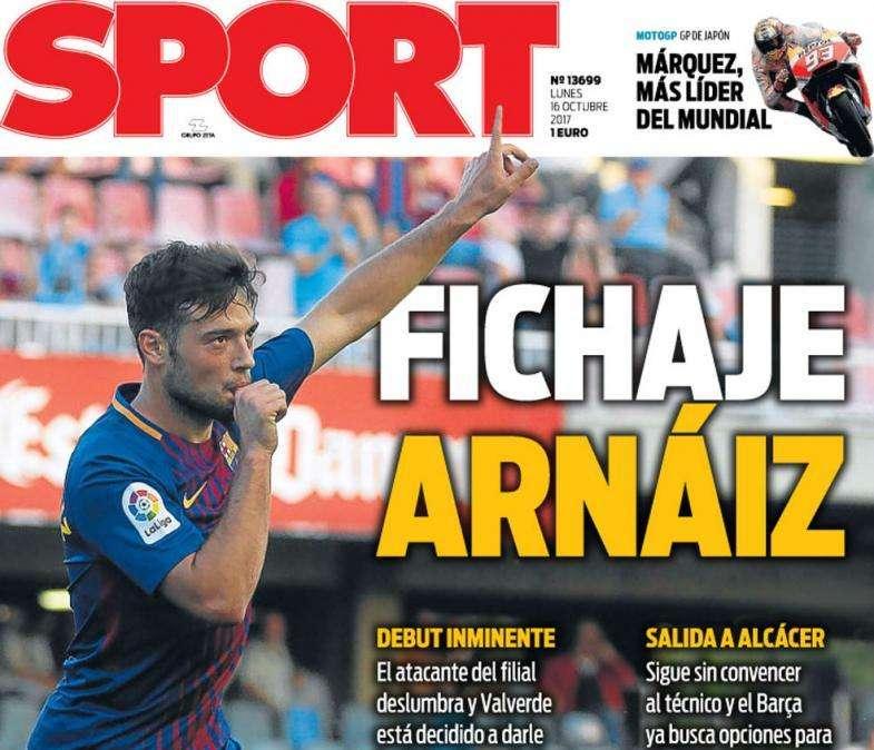 PORTADA - Sport avisa de una nueva llegada para los de Valverde: "Fichaje Arnáiz"