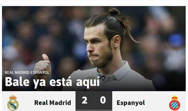 Diario AS: "Bale ya está aquí"
