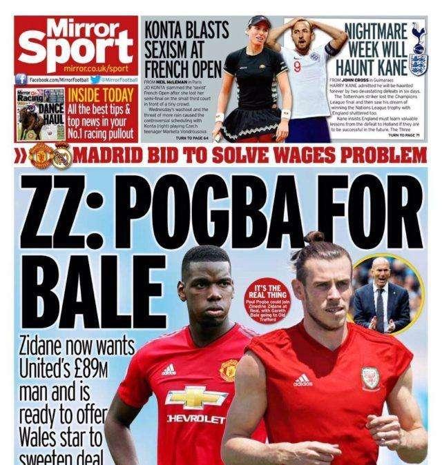 Mirror - El trueque que propone Zidane al United por Pogba