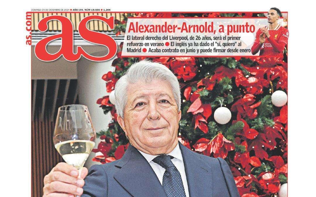 AS advierte en su portada: "Alexander-Arnold, a punto"