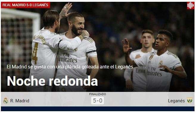 Marca ensalza la goleada madridista: "Una noche redonda"