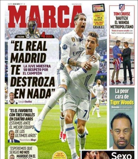 PORTADA - Marca destaca los elogios de la Juventus: "El Madrid te destroza en nada, es el favorito"