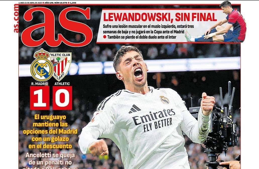 AS abre con la victoria del Real Madrid: "Valverde decide que hay liga”