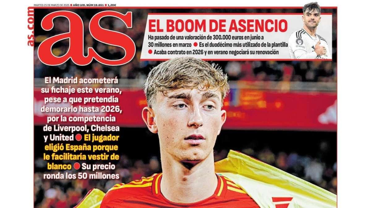 AS abre con el central de moda y el Real Madrid: "Operación Huijsen"