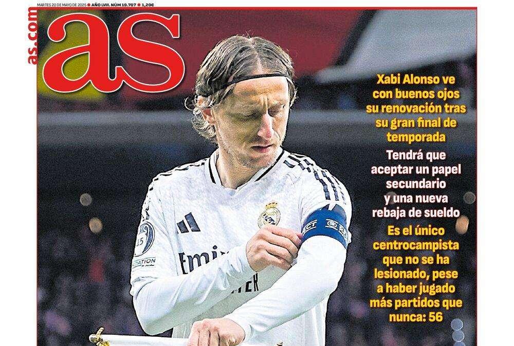 AS abre en su portada con Modric: "Más cerca de seguir"