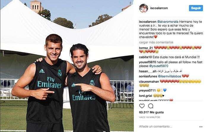 FOTO - Isco a Morata: "Hermano, hoy te vuelves a ir. Te voy a echar mucho de menos. Sólo espero..."
