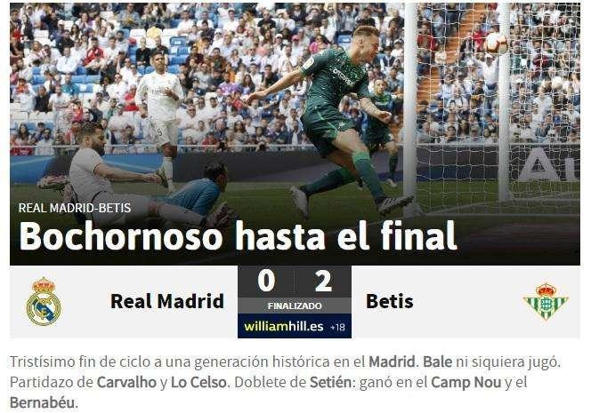 AS destaca la mala imagen del Madrid: "Bochornoso hasta el final"