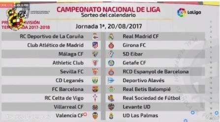 Sorteo del calendario de LaLiga 2017-2018: el Madrid arrancará en Riazor. El Clásico será el 20-D