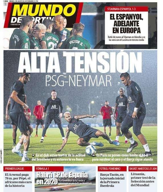 PORTADA - Mundo Deportivo - "Alta tensión por Neymar"