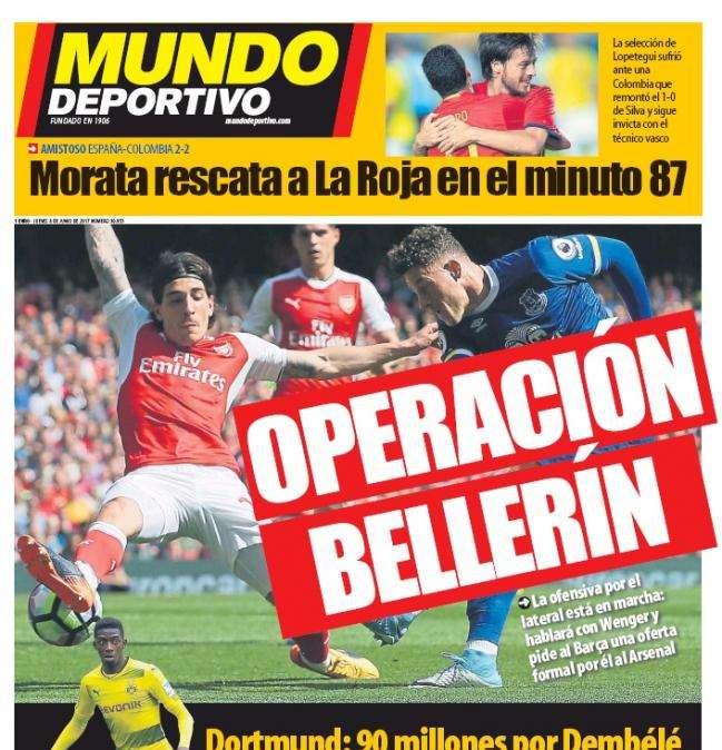PORTADA - Mundo Deportivo: "Operación Bellerín"