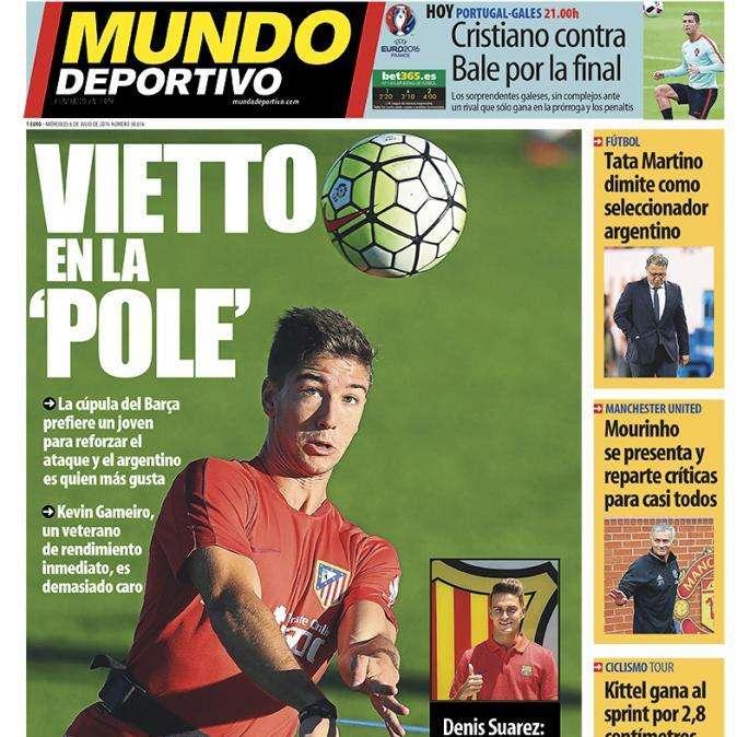 Portada Mundo Deportivo: Vietto, en la 'pole'