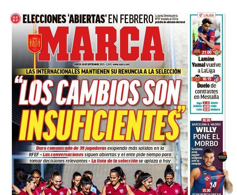 PORTADA | Marca, con el comunicado de las internacionales españolas: "Los cambios son insuficientes"