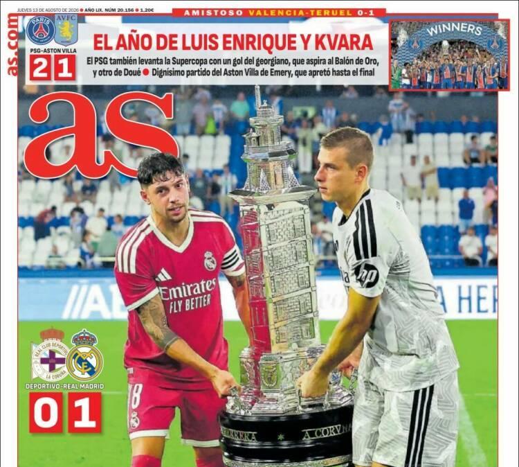 La victoria en el Teresa Herrera del Real Madrid ocupa las portadas de prensa