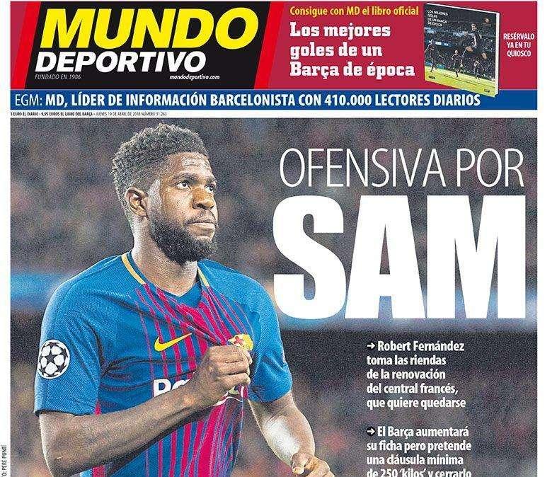 PORTADA - Mundo Deportivo: "Ofensiva por Umtiti"