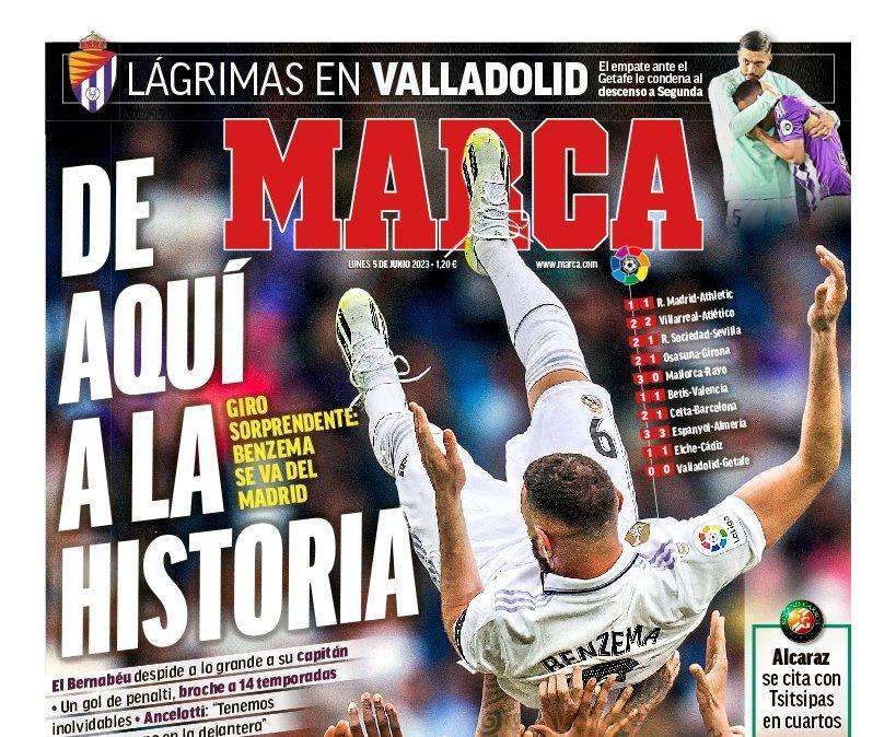 PORTADA | Marca, con Benzema: "De aquí a la historia"