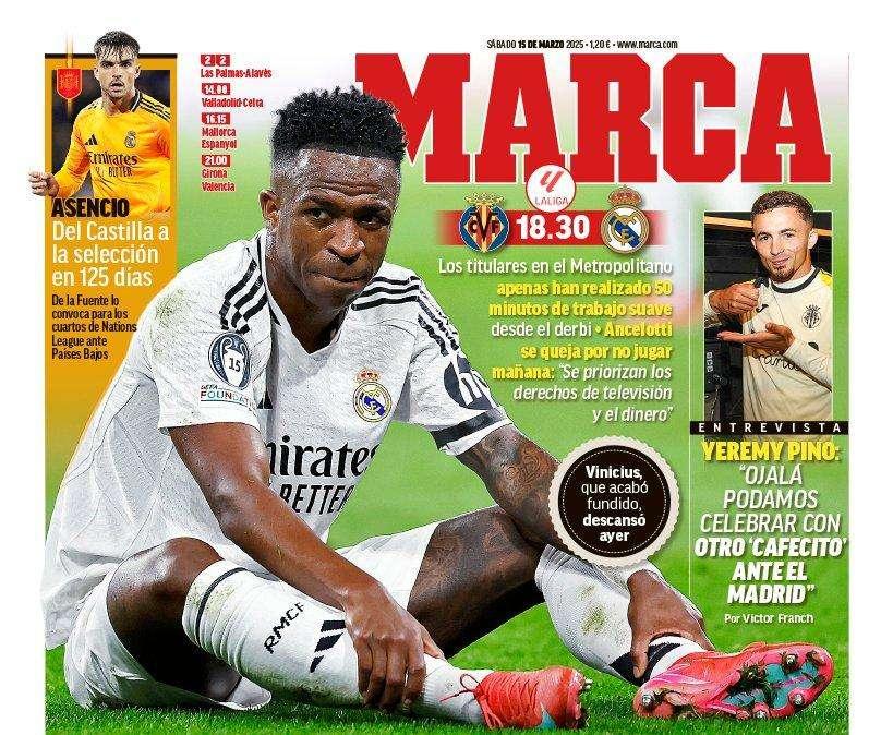 "A por LaLiga sin entrenar" señala Marca en su portada