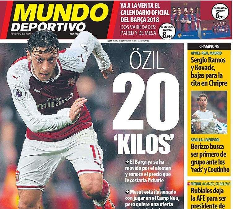 Mundo Deportivo - El Barça ya conoce el precio de Özil: 20 millones