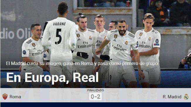 Marca se rinde al serio triunfo del Madrid: "En Europa, Real"