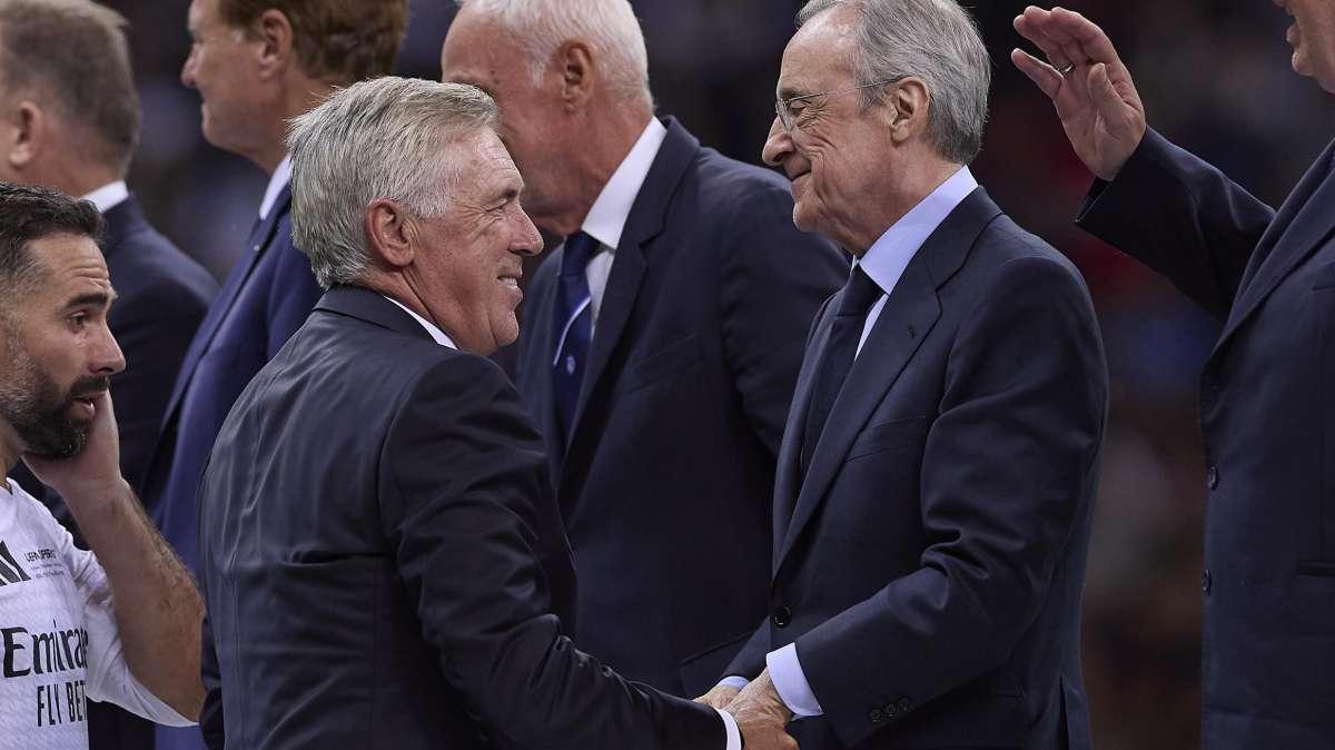Ancelotti elogia a Florentino: "El Real Madrid gana por el trabajo que hace"