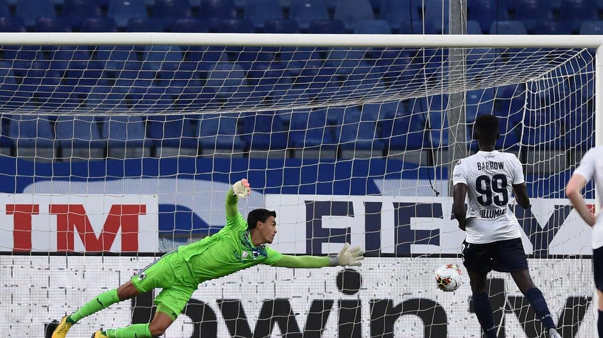 La gioia di Musa Barrow dopo la vittoria di Marassi
