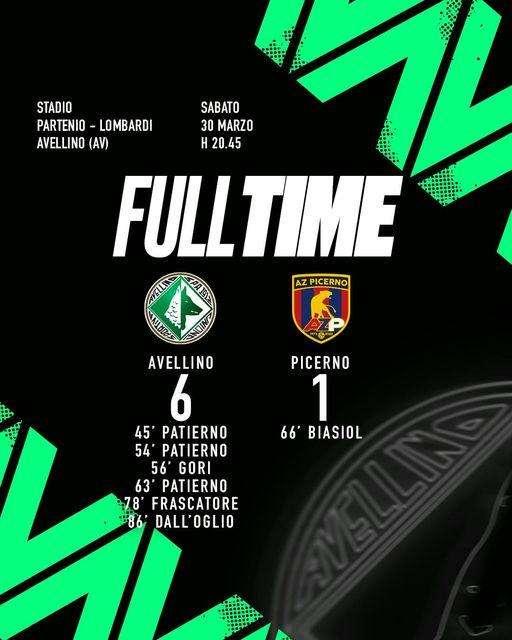 Avellino-Picerno 6-1: show di Patierno