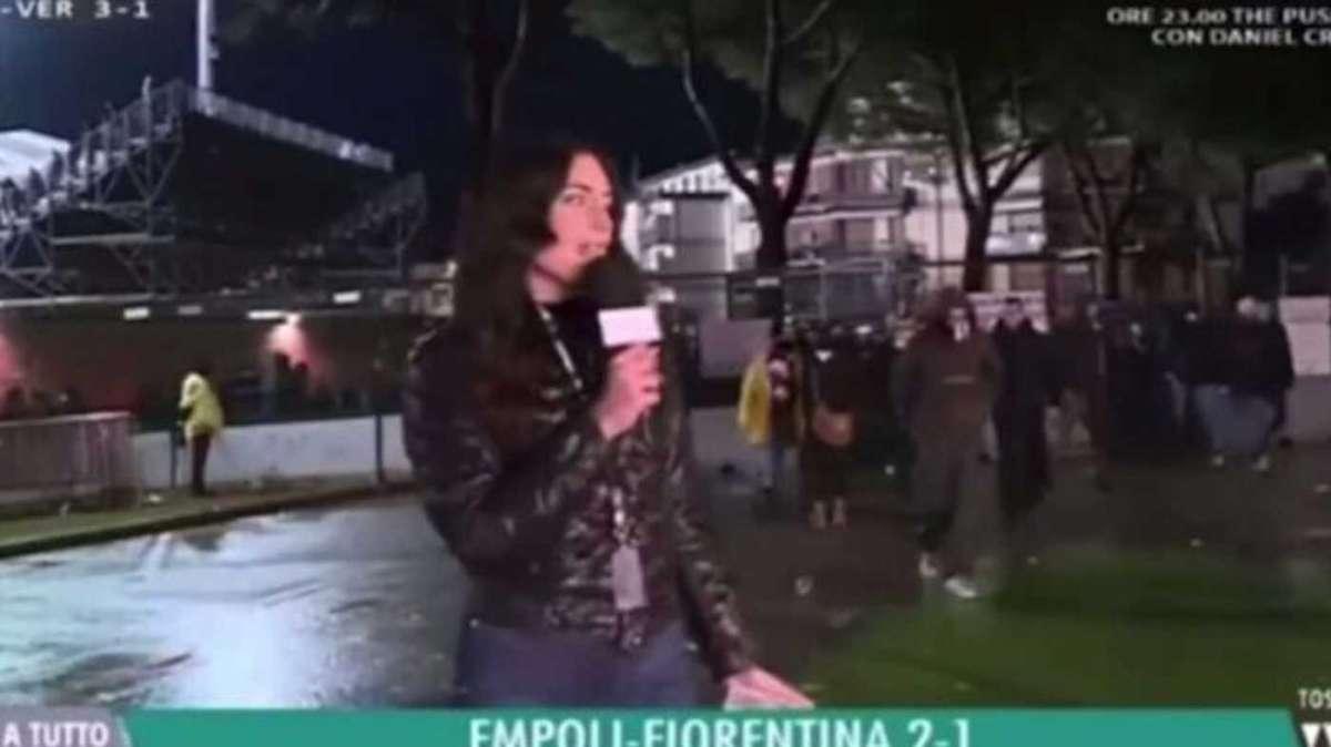 Giornalista molestata in diretta Tv da un tifoso- Gesto increscioso