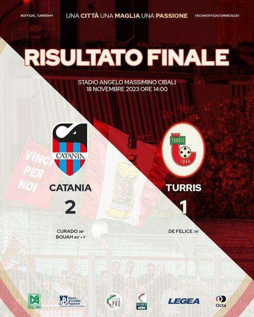 La Turris cade ancora, il Catania esulta al 96'