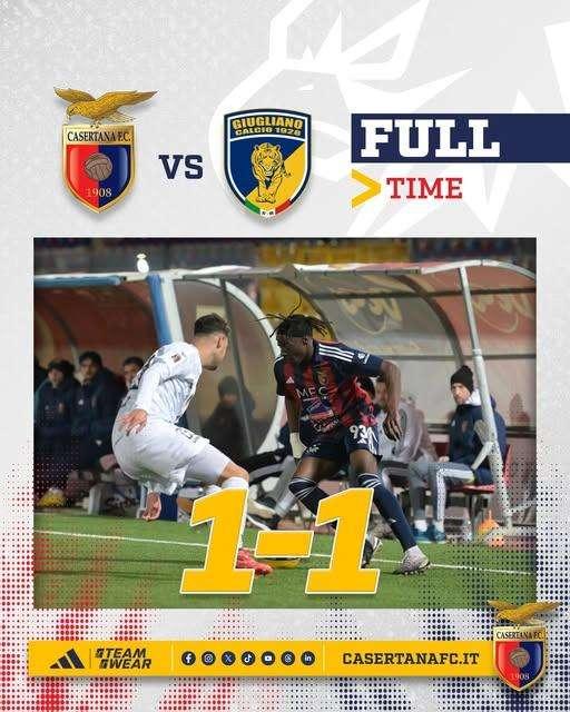 Casertana, che beffa al Pinto: il Giugliano segna al 92 