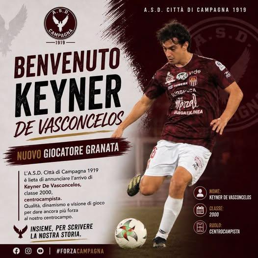 UFFICIALE-ASD Città di campagna, ecco Keyner De Vasconcelos