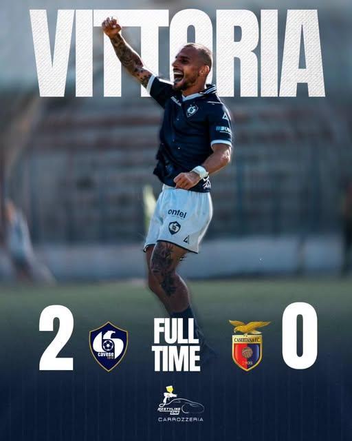 Cavese-Casertana 2-0, decidono Orlando e Fiorin: aquilotti in zona playoff