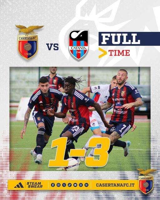 Casertana-Catania 1-3, gli etnei ribaltano il risultato e vincono