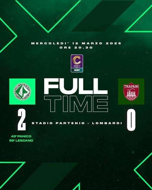 Avellino-Trapani 2-0, quinta vittoria consecutiva per i lupi   